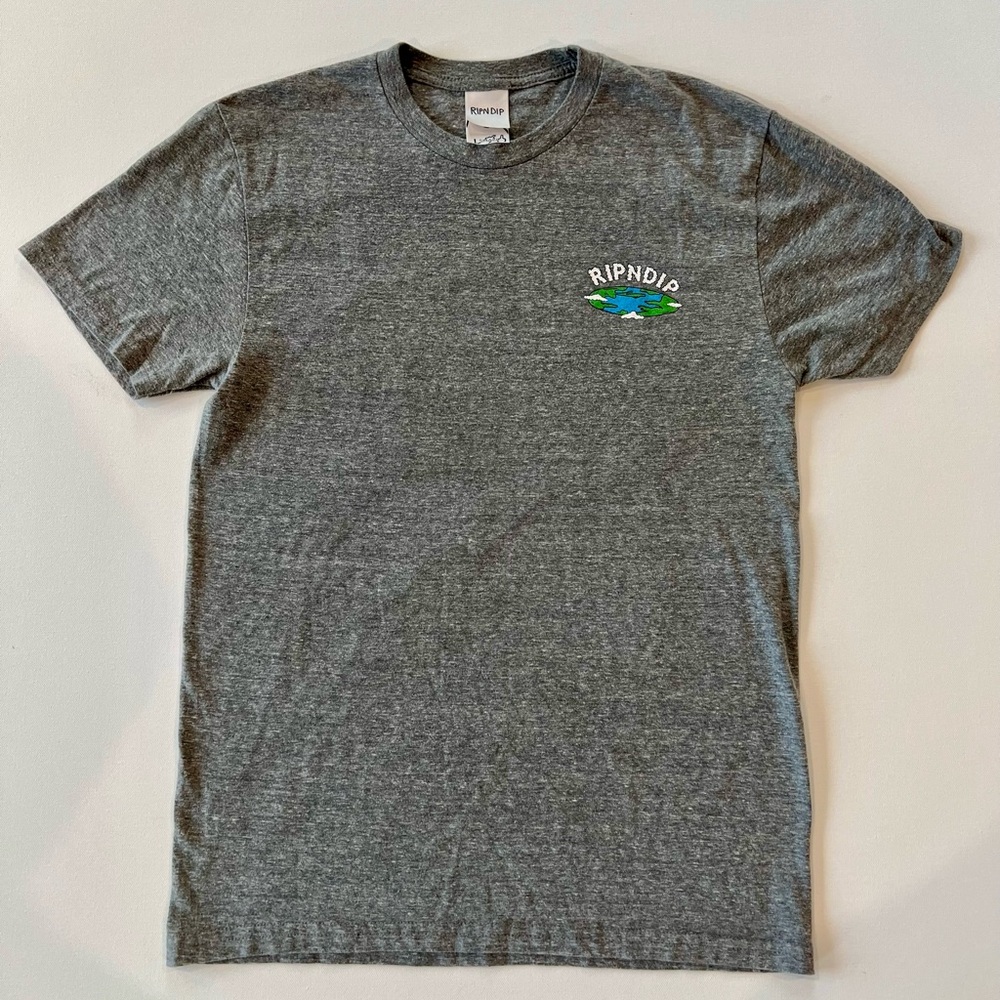 Ripndip Jump Rope World Men’s Small Heather Gray Tee Earth 3 White Cats